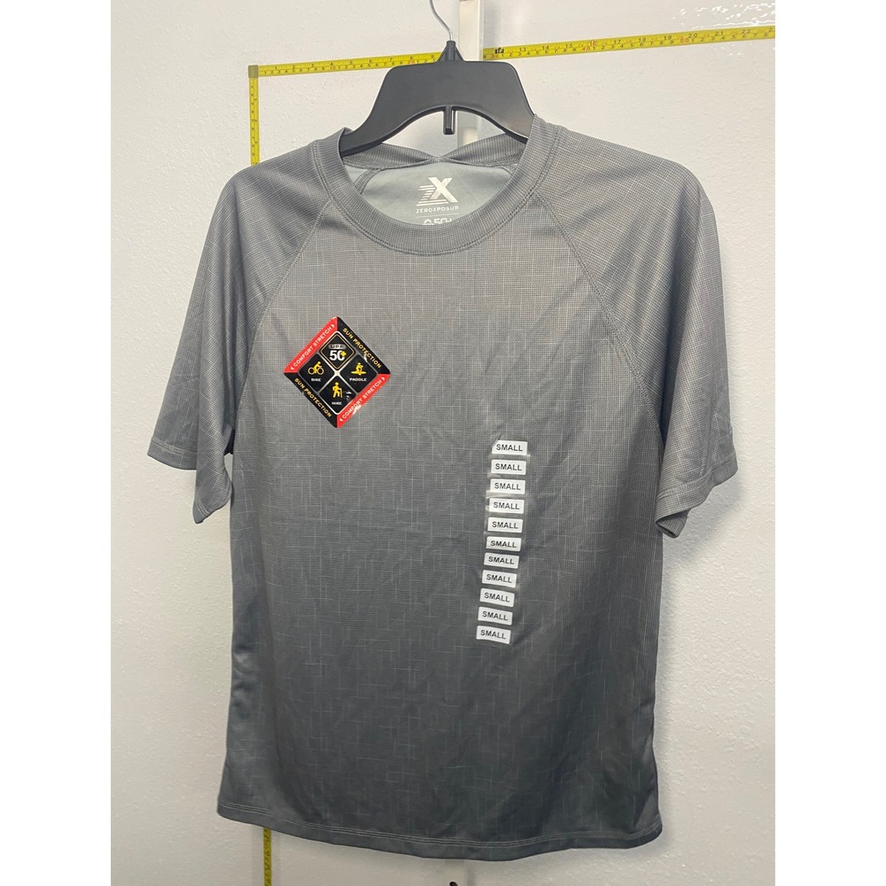 ZeroXposur Mens UPF 50+ Sun Protection Shirt‎ Grey Short Sleeve Active Top Small